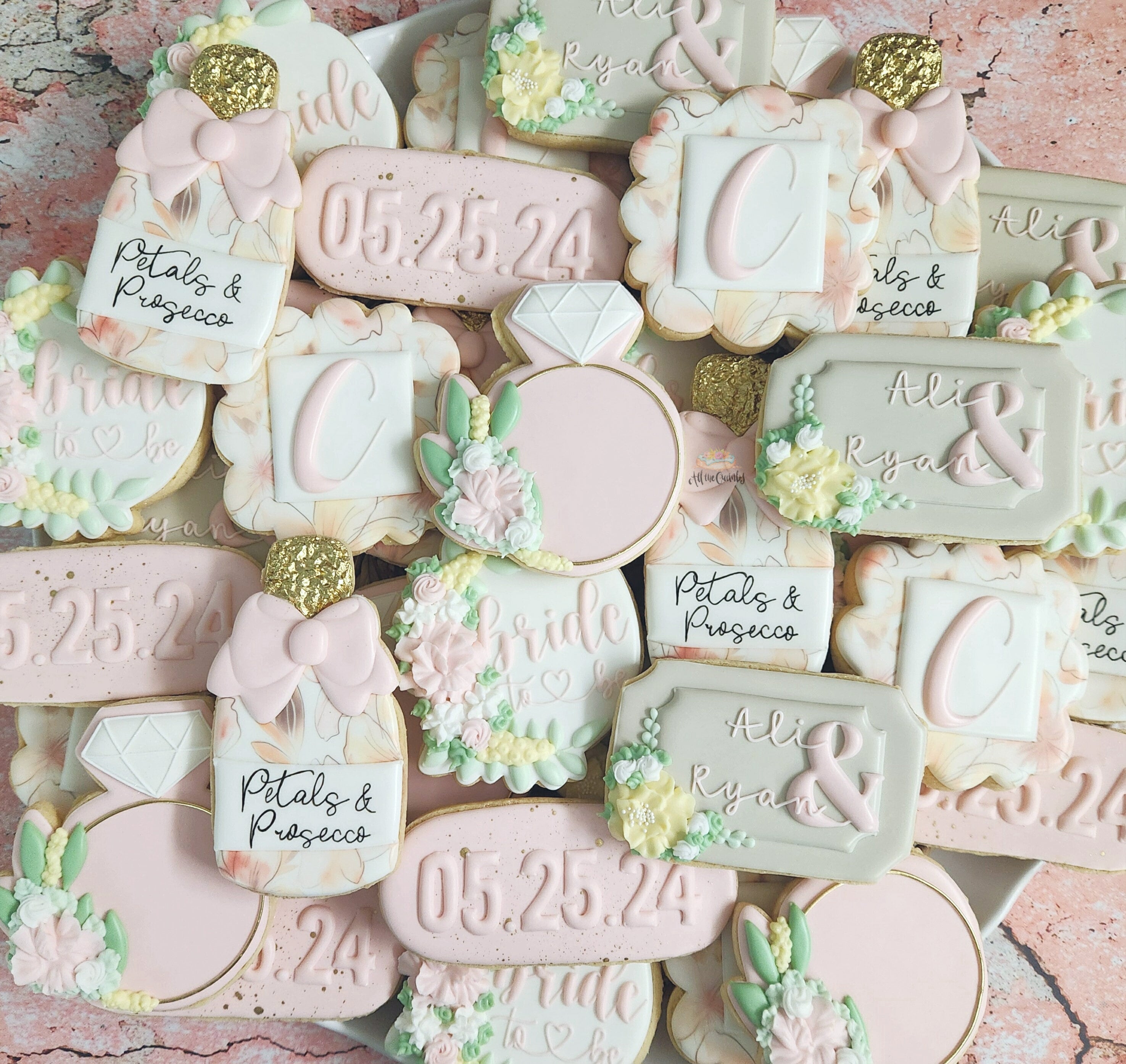 Petals & Prosecco Wedding Bridal Shower Cookies