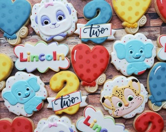 Word Party Birthday Cookies