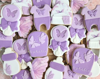 Purple Butterfly Baby Shower Cookies