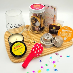 Personalized Birthday Cocktail Infusion Gift Box: Custom Wine Glass, Candle & Chocolates - Sharing Sunshine