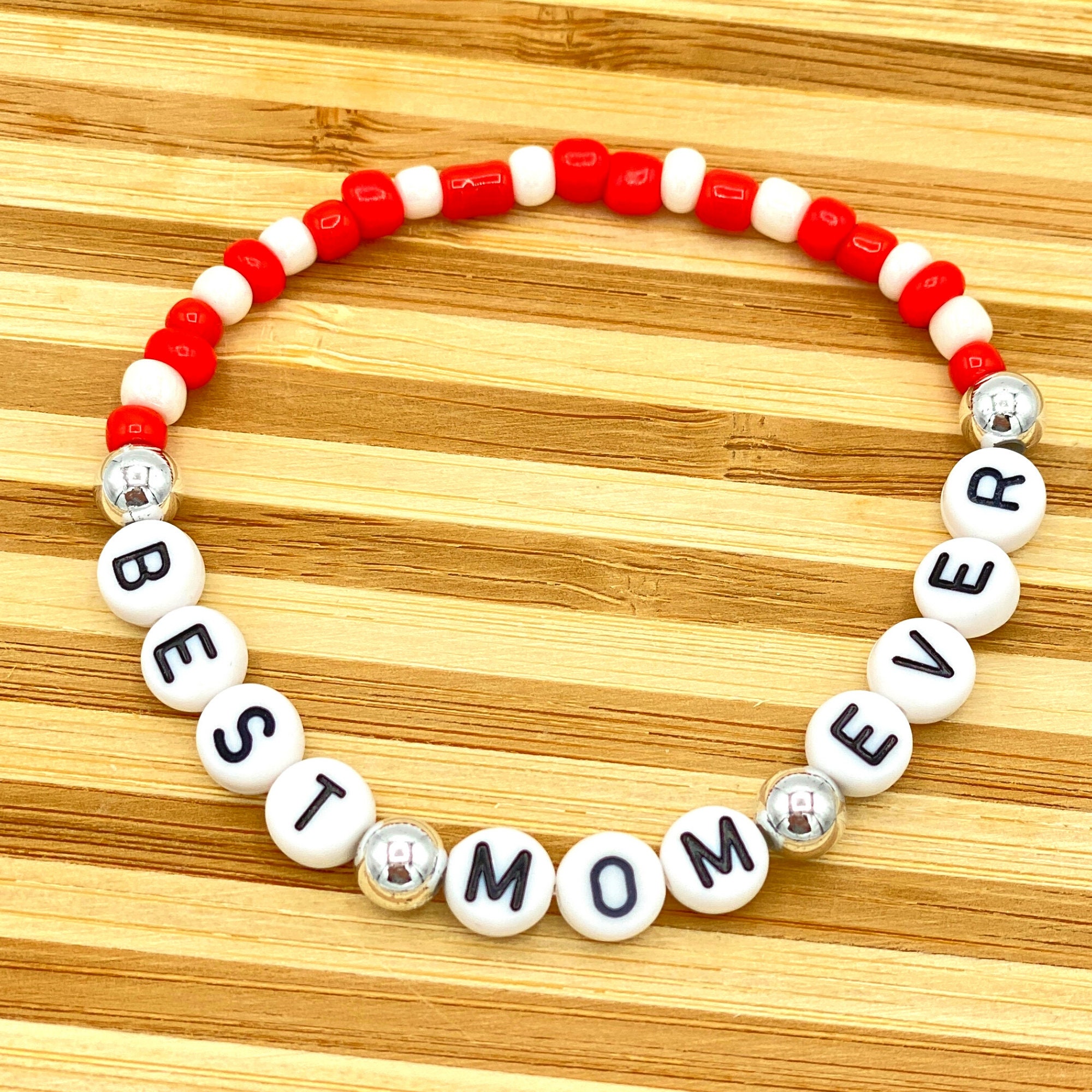 BEST MOM EVER Beaded Bracelet Letter Bracelet Sassy & Etsy