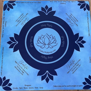 Mahjong Instructional Mat: Navy and Blue Neoprene Playmat