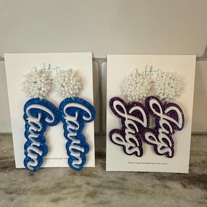 Pendientes de pompón personalizados para el día del juego: colores del equipo, luces del viernes por la noche