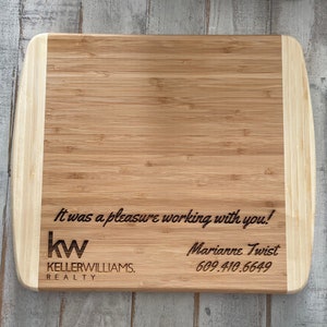 Realtor closing gift, Custom Engraved Cutting Board, your Real estate logo and name.
