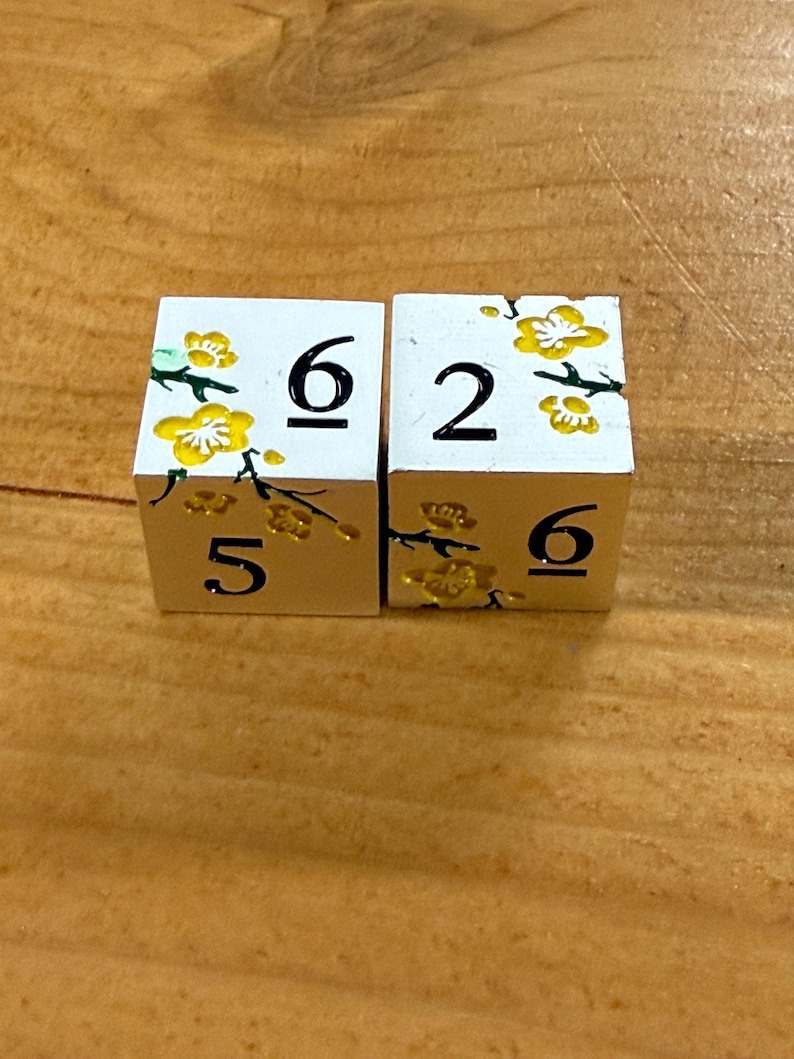 Mahjong metal Dice! Set of 2 Rose gold and white, 3 colors to choose from. Solid metal dice! image 9
