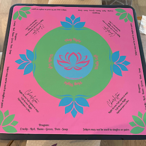 Mahjong Instructional Mat: Neoprene American Rules, LP Pink & Aqua