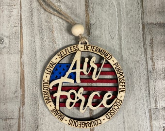 Air Force Ornament, 2 sided hand painted