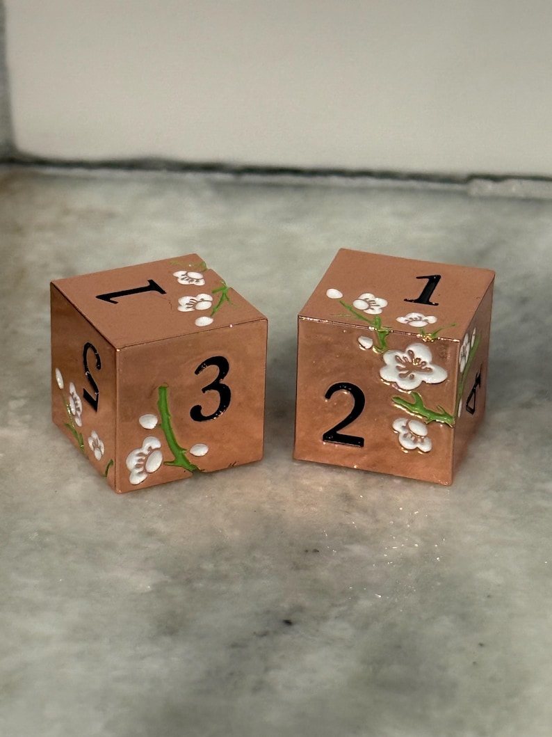 Mahjong metal Dice! Set of 2 Rose gold and white, 3 colors to choose from. Solid metal dice! image 7