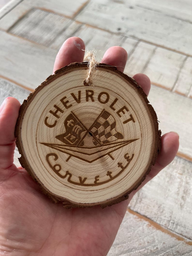 Corvette Engraved Ornament, Can Be Personalized, Natural Wood Slice ...