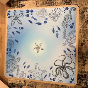Sea life mahjong Mat with bag: nautical Neoprene noise reducing mat image 7