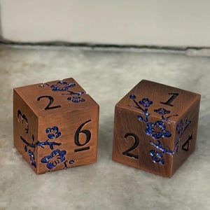 Mahjong metal Dice! Set of 2 Rose gold and white, 3 colors to choose from. Solid metal dice! copper & blue