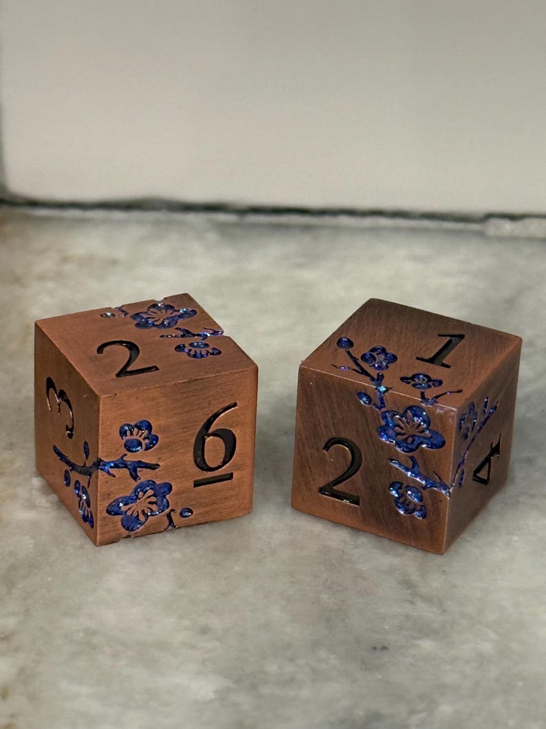 Mahjong metal Dice! Set of 2 Rose gold and white, 3 colors to choose from. Solid metal dice! copper & blue