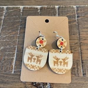 Scandanavian wooden earrings, Norwegian, Swedish, danish style earrings