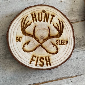 Hunting and fishing Ornament, hook and horn, can be personalized