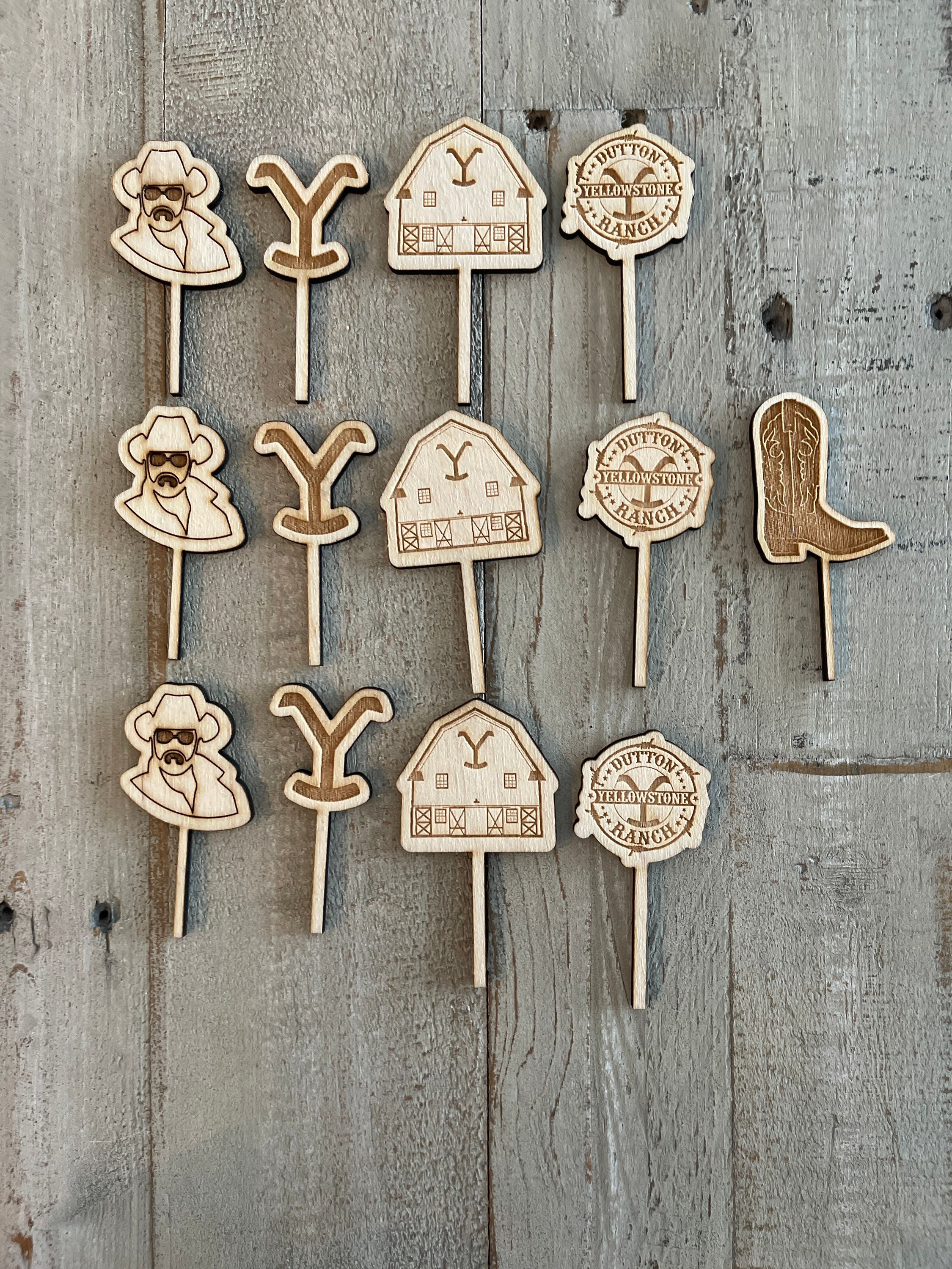 12 Yellowstone Cupcake Toppers. Personalized on Back Dutton Etsy