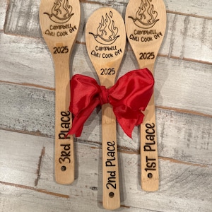 Chili cook off bamboo spoons,custom spoon and handle, Personalized Cook off engraved spoon, kitchen cook off, bake-off award, cooking gift