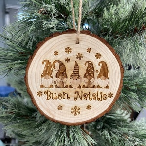 Italian Christmas ornaments, Buon Natalie with 5 gnomes