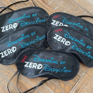 Dreaming of zero deductions, personalized Summit, Cheer eye mask, cheer team gift, team or athlete name in corner