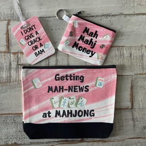 mahjong gift set, personalized. MahJong zipper Bag, coin wallet and bag tag.