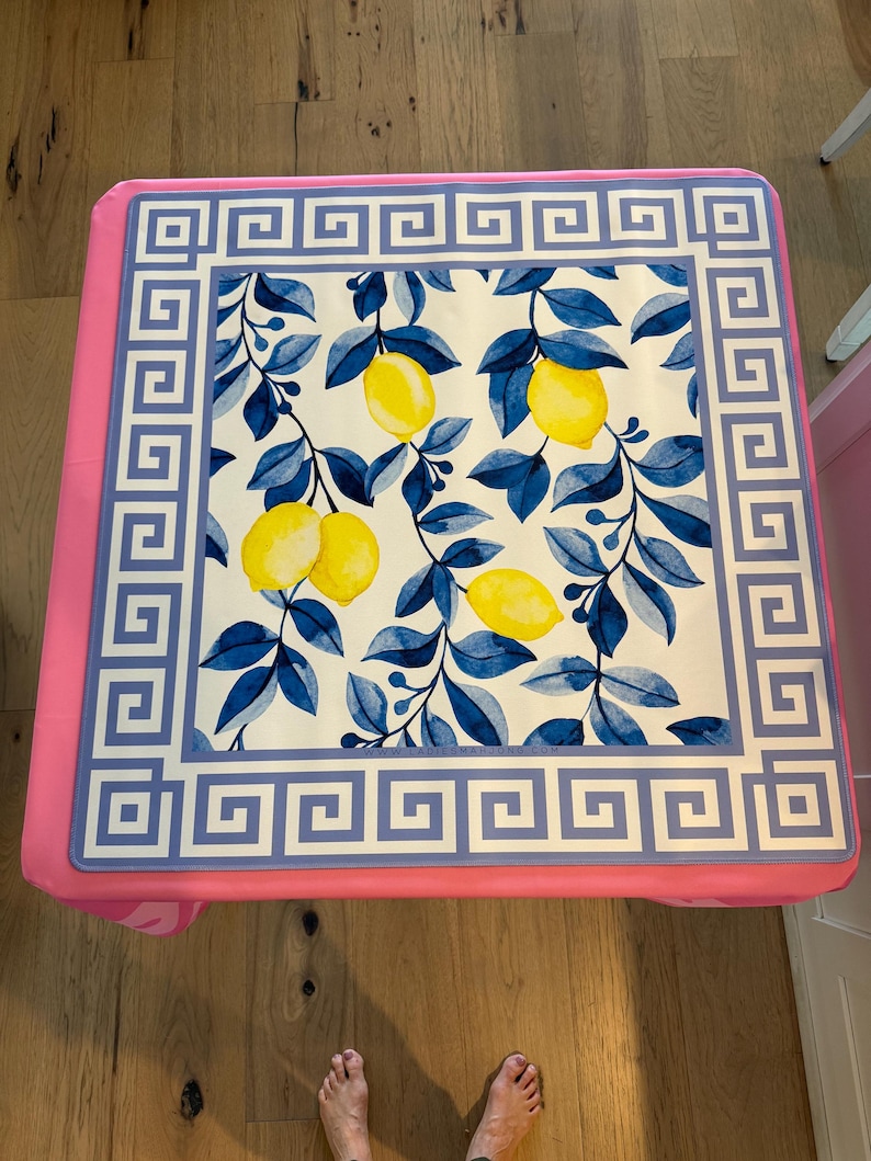 Lemons Mahjong Mat or Rumikube mat with bag: Neoprene noise reducing, tiles and racks not included image 4