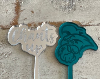 Chanticleer Football, set of 12 cupcake picks, chants up, Chanticleer, CCU,