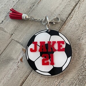 Soccer Bag tag, zipper pull, personalized, your colors, team gift