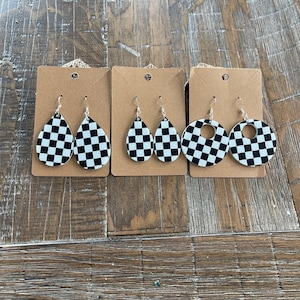 Race car earrings, nascar inspired, light weight acrylic earrings