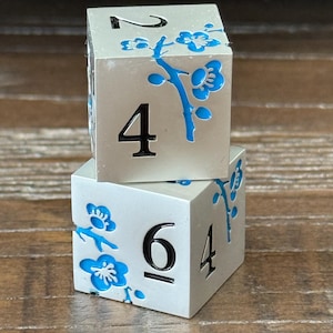 Mahjong metal Dice, Pair of Silver and blue (2 total), Several colors to choose from image 1