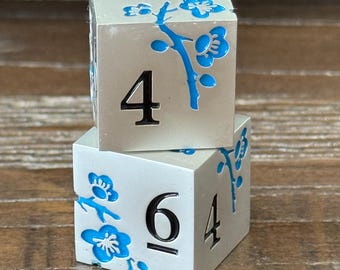 Mahjong metal Dice, Pair of Silver and blue (2 total), Several colors to choose from