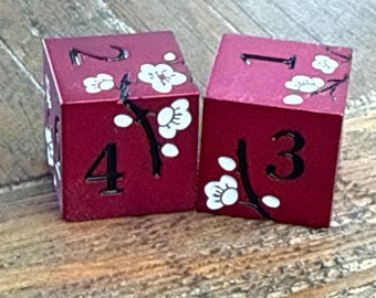 Mahjong metal Dice…  Set of 2 red dice , Rose gold and white, copper and blue or pink and black. Solid metal dice!