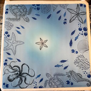 Sea life mahjong Mat with bag: nautical Neoprene noise reducing mat image 8