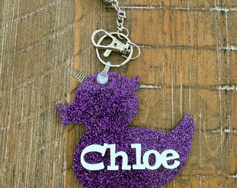Glitter Duck Keychain: Cheer Team Bag Tag, present till stora systern!