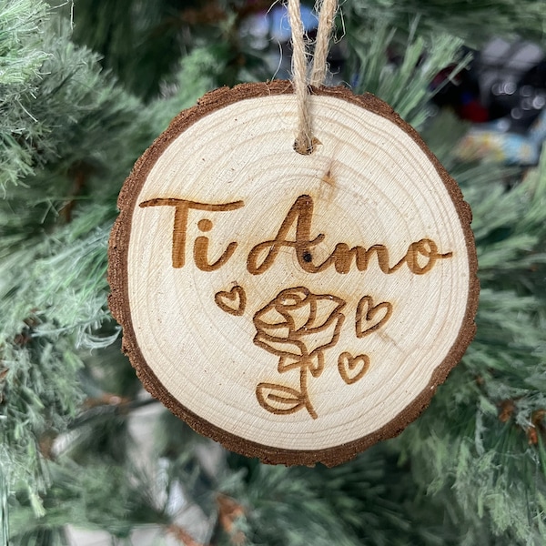 Italian Christmas ornaments, Ti Amo, I love you Italian