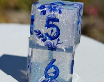 Chinoiserie Mahjong dice. Set of two. No two alike, custom made resin dice