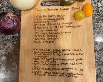 Handwritten Recipe cutting board, recipe cutting board,  Personalized cutting board