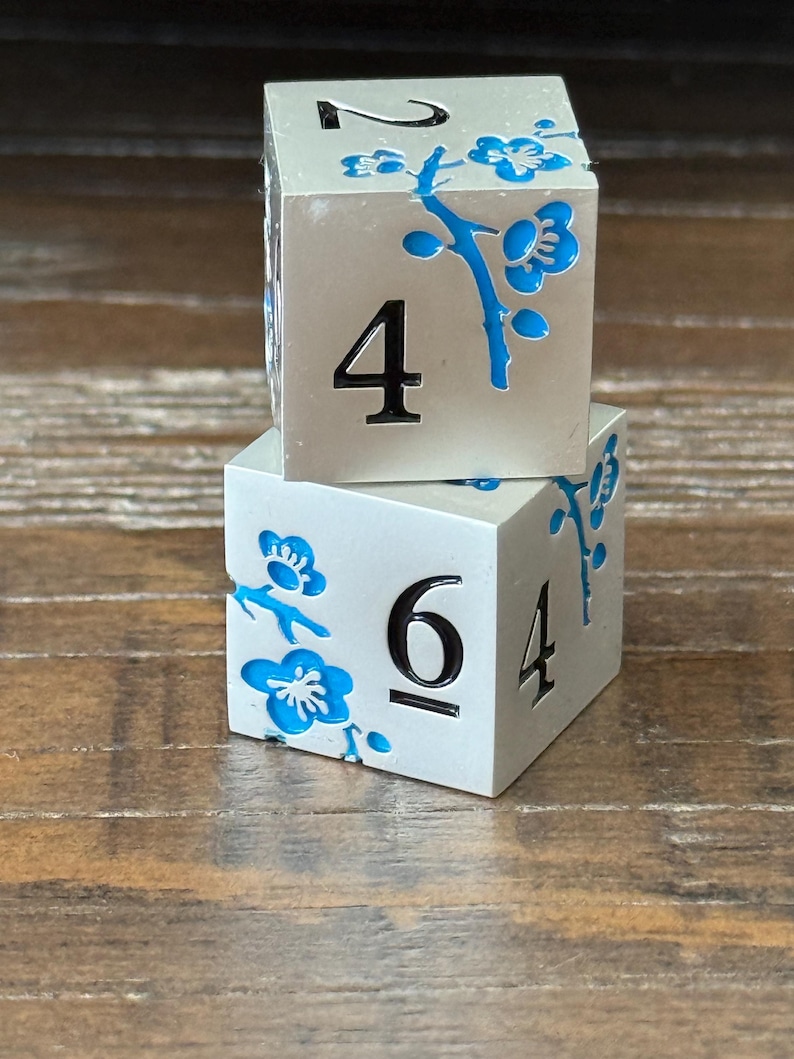 Mahjong metal Dice, Pair of Silver and blue (2 total), Several colors to choose from silver and blue