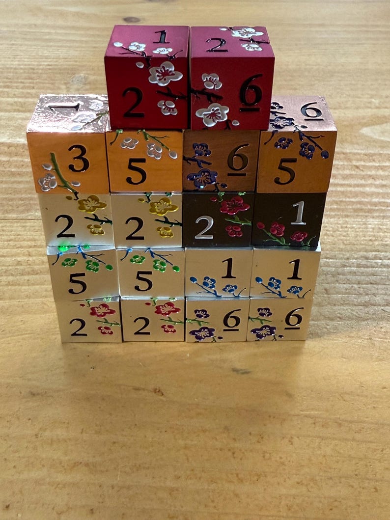 Mahjong metal Dice! Set of 2 Rose gold and white, 3 colors to choose from. Solid metal dice! image 11