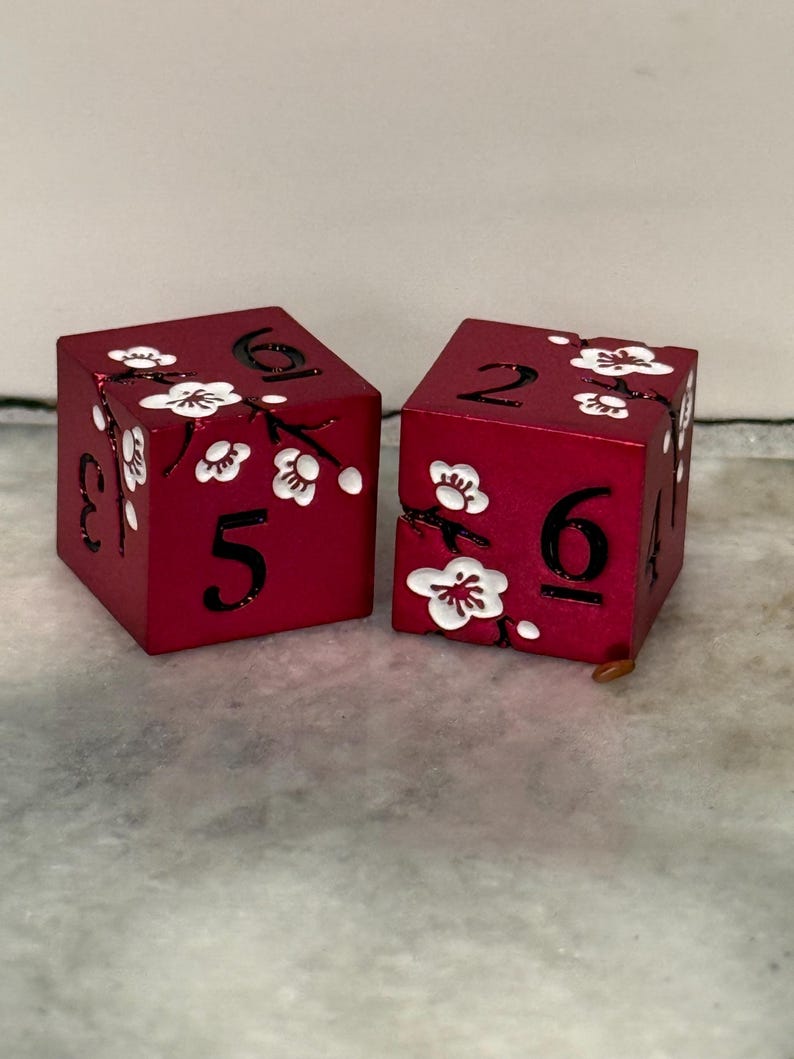 Mahjong metal Dice! Set of 2 Rose gold and white, 3 colors to choose from. Solid metal dice! red and white