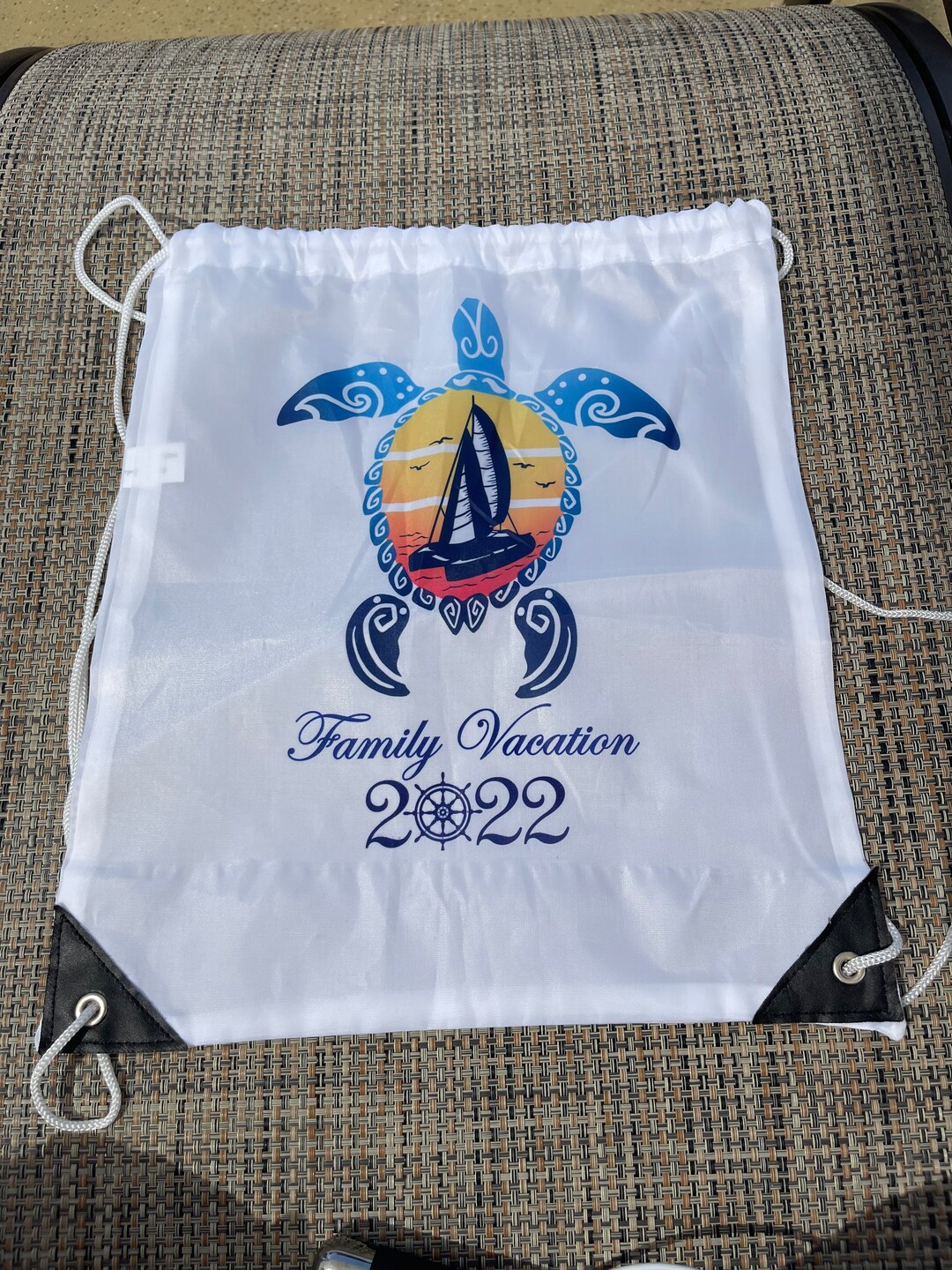 Family Vacation Custom Cinch Sak, Cruise Chair Holder, Can Be ...