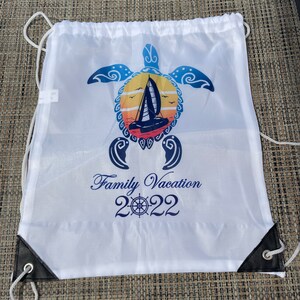 Family vacation Custom cinch sak, Cruise chair holder, can be customized...shirts available in shop as well