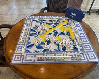 Lemons Mahjong Mat or Rumikube mat with bag: Neoprene noise reducing, tiles and racks not included