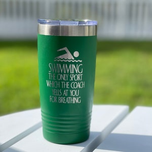 Swim Coach Gift, custom engraved personalized stainless steel tumbler, swim team 20 oz