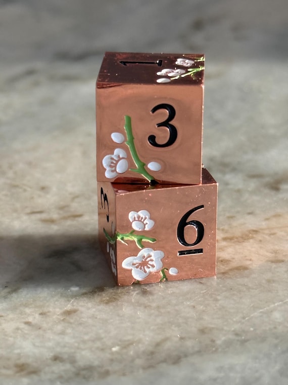 Mahjong metal Dice!  Set of 2 Rose gold and white, 3 colors to choose from. Solid metal dice!