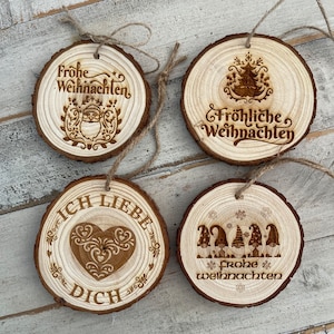 German Christmas ornaments,4 to choose from,  ice liebe dich, frohe weinachten,frohliche weinachten