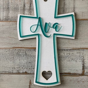 Personalized Christening, Baptism, Communion, Confirmation Cross. Approx 11.5” high, personalized on back
