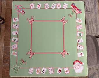 Christmas Mahjong Neoprene mat with bag