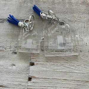 Ihr Logo Gravierte Acryl Schlüsselanhänger, 2 Größen Lock-Box oder Schlüsselanhänger