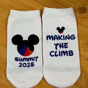 Summit cheer socks, can also customize w/team logo, saying, Summit Bound, Summit 2025, regional summit, youth summit, worlds, the one, quest