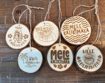 Hawaiian Christmas ornaments, Mele Kalikimaka