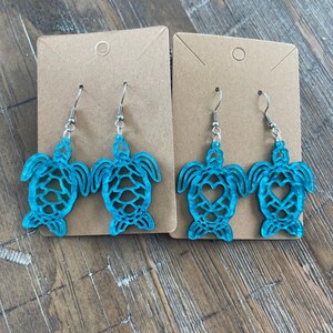 Sea turtle earrings, 2 options, nautical acrylic earrings.